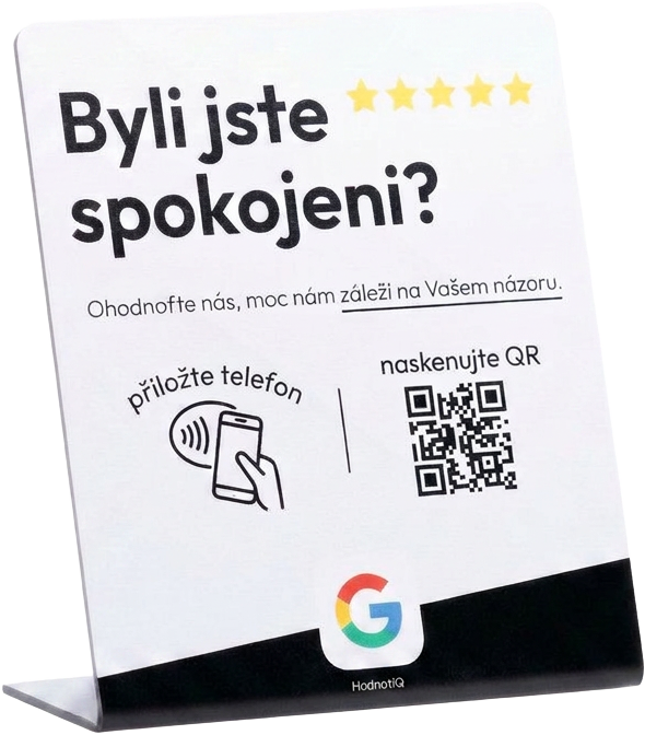 NFC a QR stojánek HodnotíQ na Google recenze
